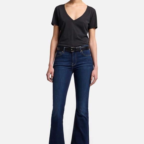 7 For All Mankind Highwaist Indigo Ali Slim Illusion Bootcut Flare Jeans Size 32 - Picture 3 of 11